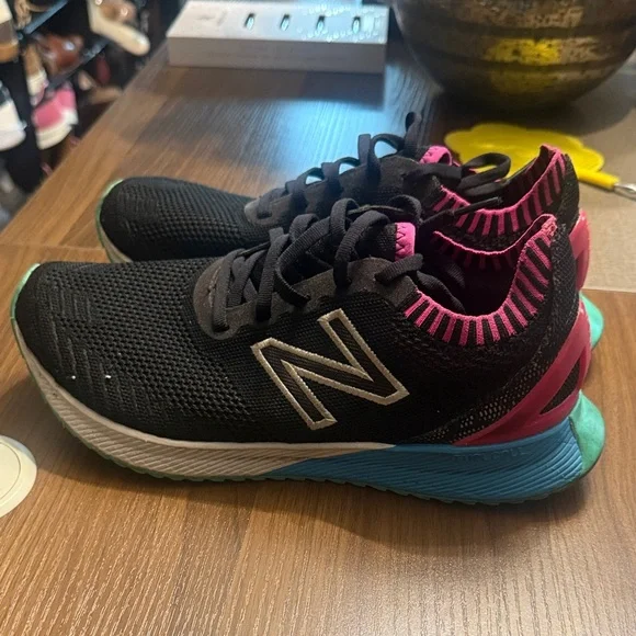 New Balance Black Sneakers with Pink and Teal Highlights - Picture 3 of 4